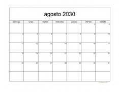 calendario agosto 2030 05