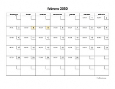 calendario febrero 2030 01