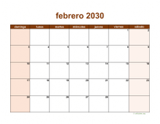 calendario febrero 2030 06