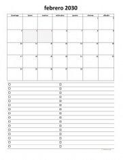 calendario febrero 2030 07