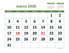 calendario marzo 2030 03