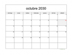 calendario octubre 2030 05