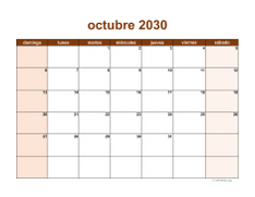 calendario octubre 2030 06