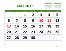 calendario abril 2031 03