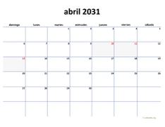 calendario abril 2031 04