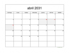 calendario abril 2031 05
