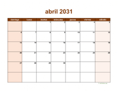 calendario abril 2031 06