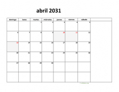 calendario abril 2031 08