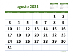 calendario agosto 2031 03
