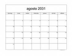 calendario agosto 2031 05