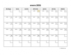 calendario enero 2031 01