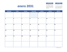 calendario enero 2031 02