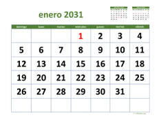 calendario enero 2031 03