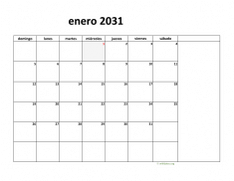calendario enero 2031 08