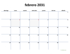 calendario febrero 2031 04