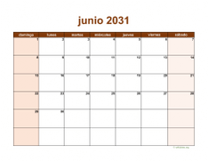 calendario junio 2031 06
