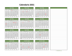 Calendario de México del 2031 01