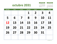 calendario octubre 2031 03