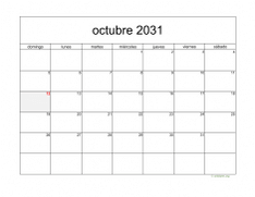 calendario octubre 2031 05