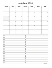 calendario octubre 2031 07