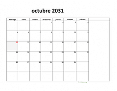 calendario octubre 2031 08