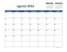 calendario agosto 2032 02