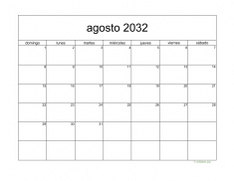 calendario agosto 2032 05
