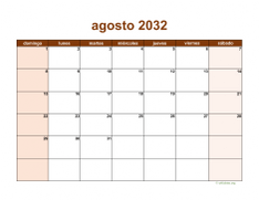 calendario agosto 2032 06