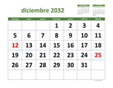 calendario diciembre 2032 03