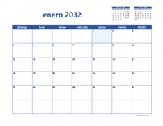 calendario enero 2032 02