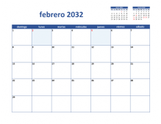 calendario febrero 2032 02