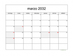 calendario marzo 2032 05