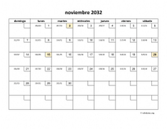 calendario noviembre 2032 01