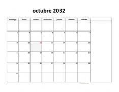 calendario octubre 2032 08