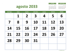 calendario agosto 2033 03