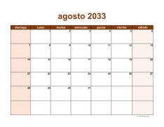 calendario agosto 2033 06