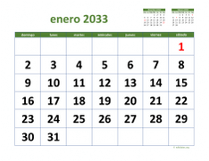 calendario enero 2033 03
