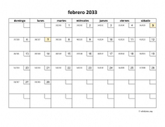 calendario febrero 2033 01