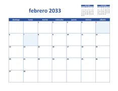 calendario febrero 2033 02