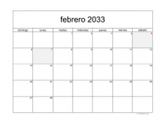 calendario febrero 2033 05