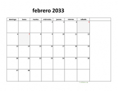 calendario febrero 2033 08
