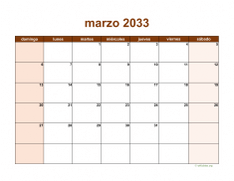calendario marzo 2033 06