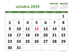 calendario octubre 2033 03