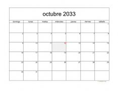 calendario octubre 2033 05