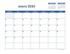calendario enero 2034 02