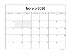 calendario febrero 2036 05