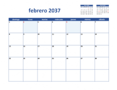 calendario febrero 2037 02