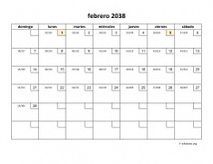 calendario febrero 2038 01