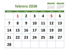 calendario febrero 2038 03