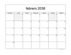 calendario febrero 2038 05